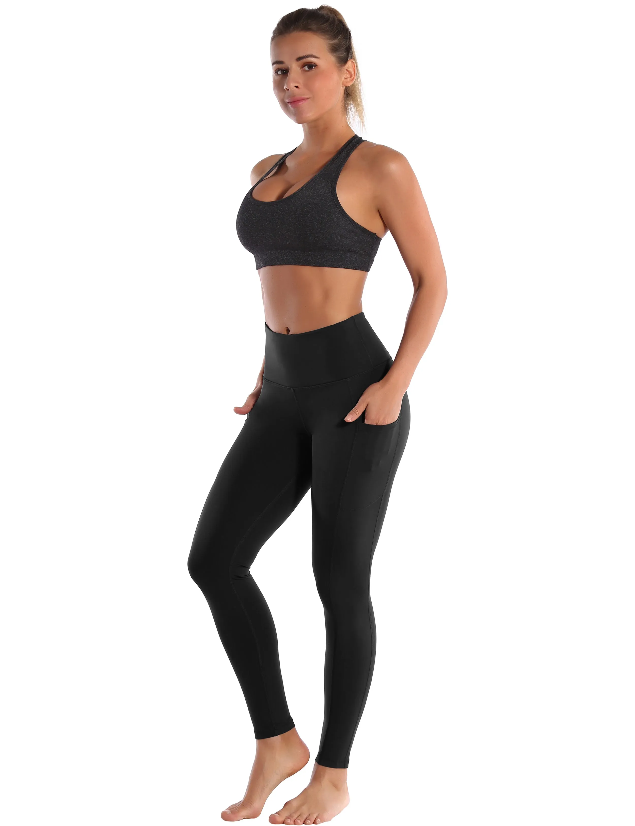 Hip Line Side Pockets yogastudio Pants black_yogastudio