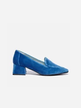 Iris Vegan Velvet Moccasin Loafers | Blue