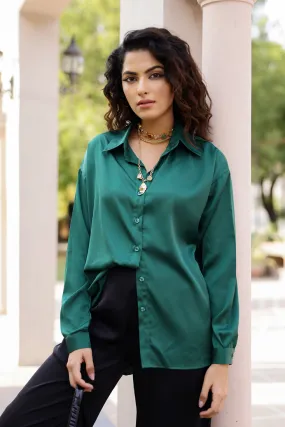 Iris- Unbasic Satin Silk Shirt  (Red, Green and Black)