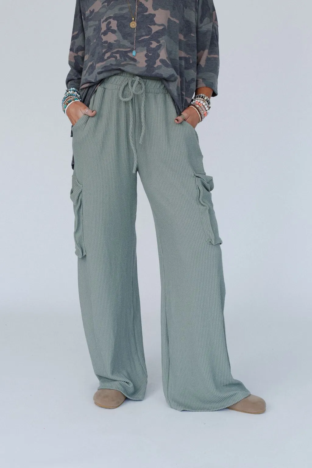 Keep It Cool Wide Leg Pants - Green