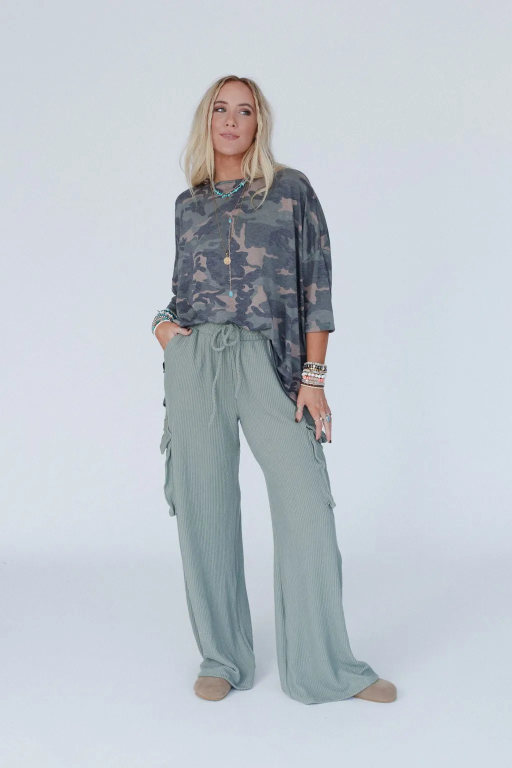 Keep It Cool Wide Leg Pants - Green