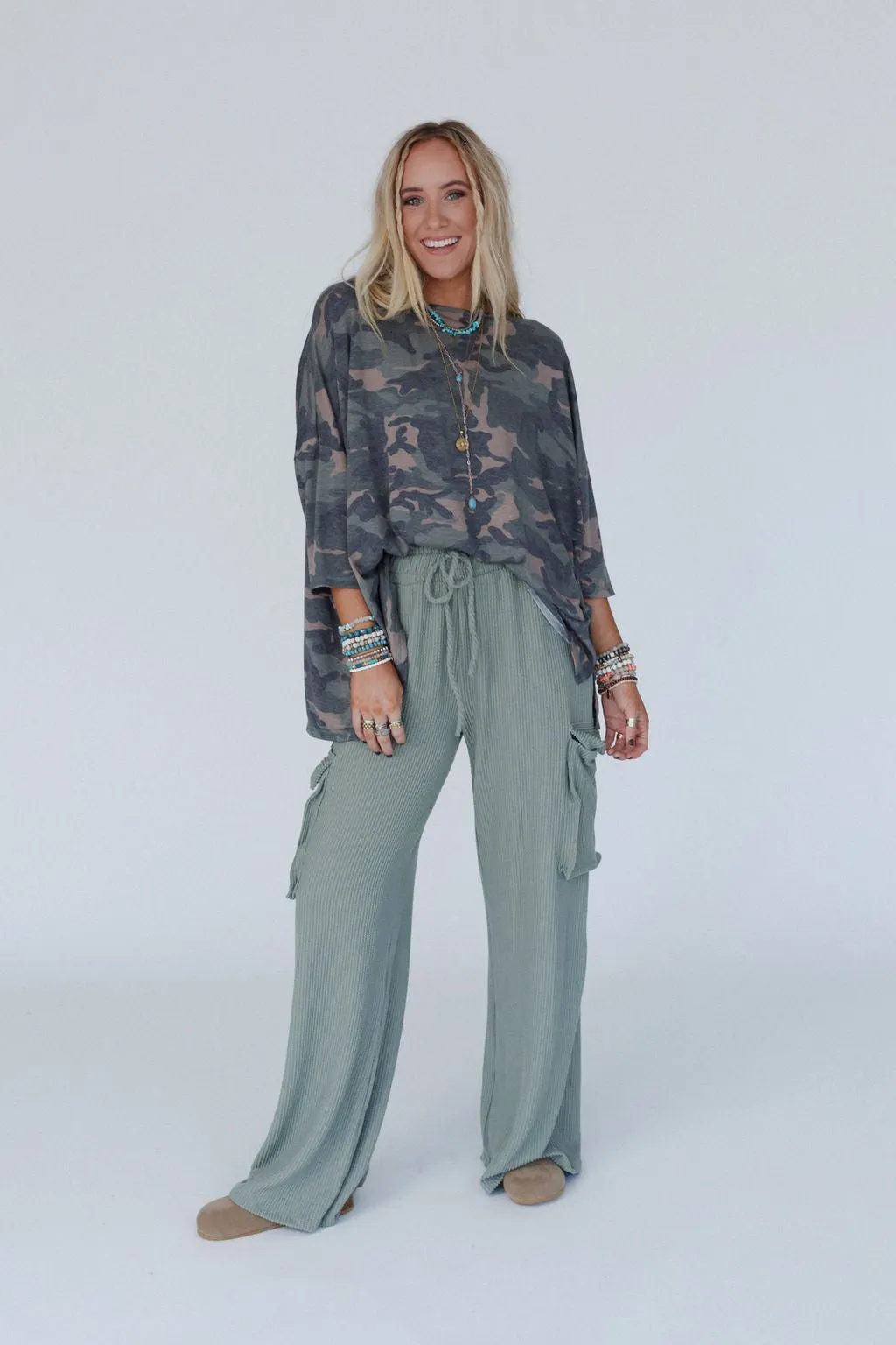 Keep It Cool Wide Leg Pants - Green