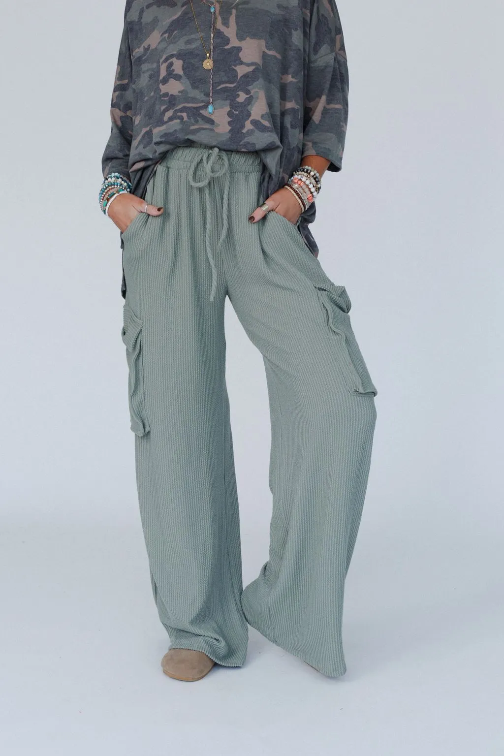 Keep It Cool Wide Leg Pants - Green