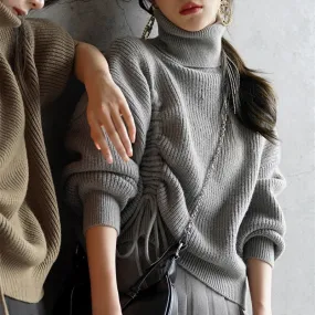 Knit Turtleneck With Drawstring