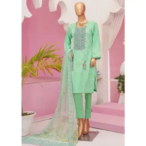 Mishal Printed Lawn Embroidered 3Pcs Suit with Bember Dupatta - 4