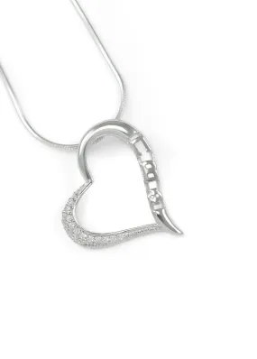 Pi Beta Phi Angled Heart Pendant with Simulated Diamonds