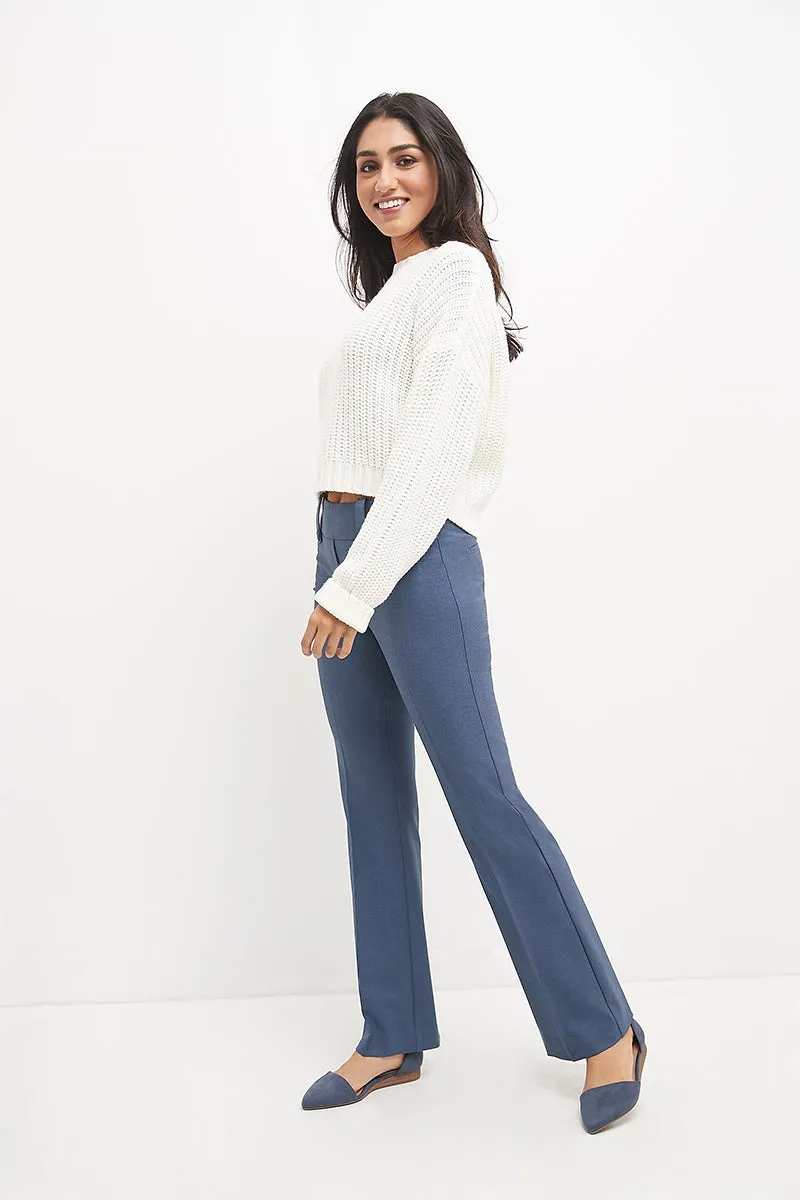 Pull-on Bootcut Trousers with Belt Loops & Tummy Control