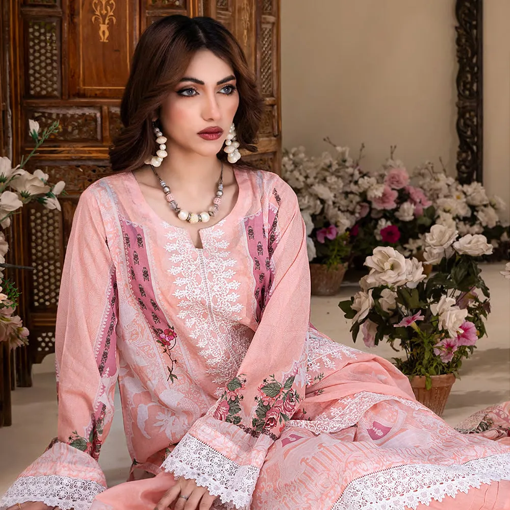 Ruby Lawn Printed Embroidered Unstitched 3Pcs Suit - 2