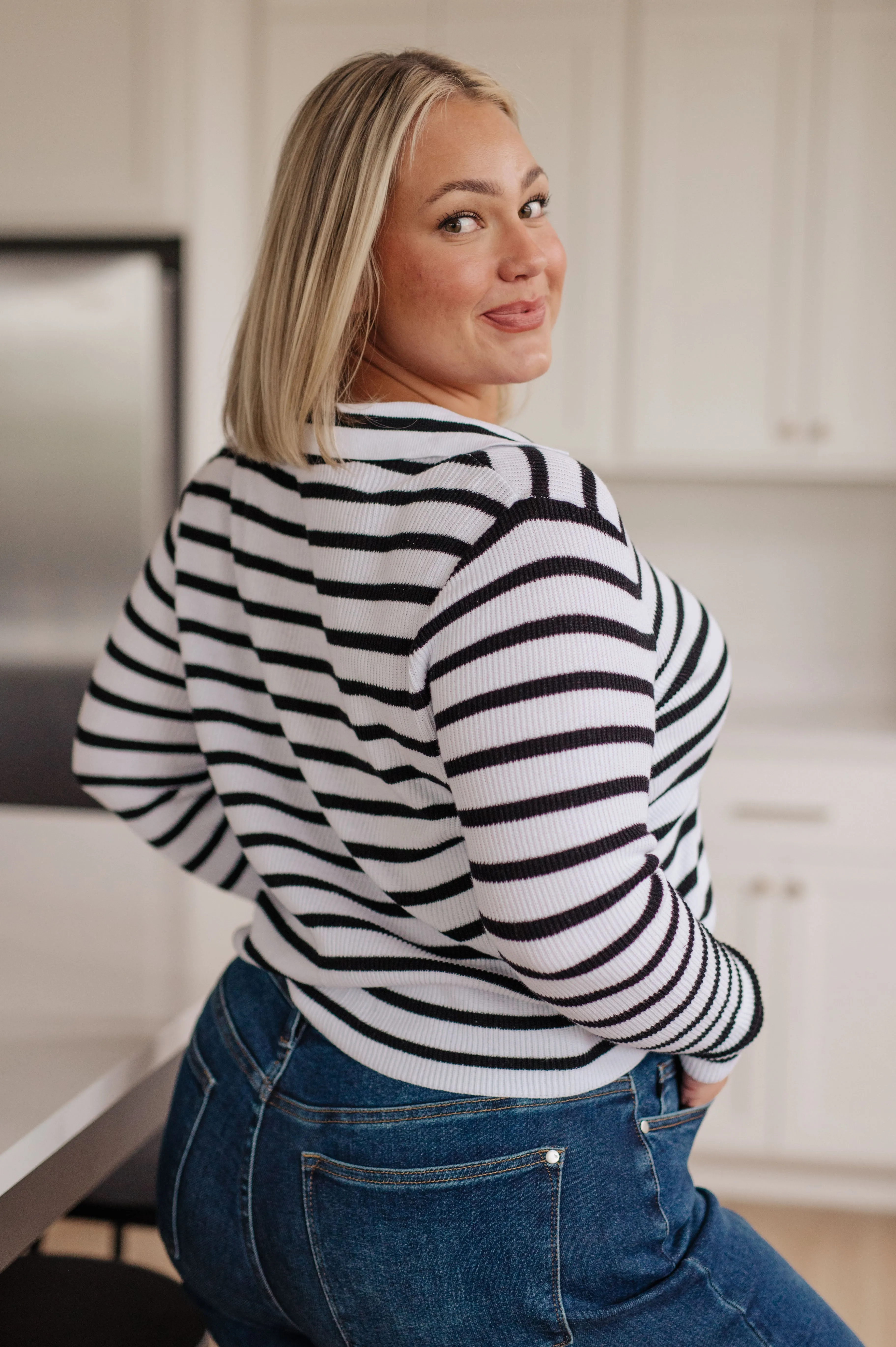 Self Improvement V-Neck Striped Sweater