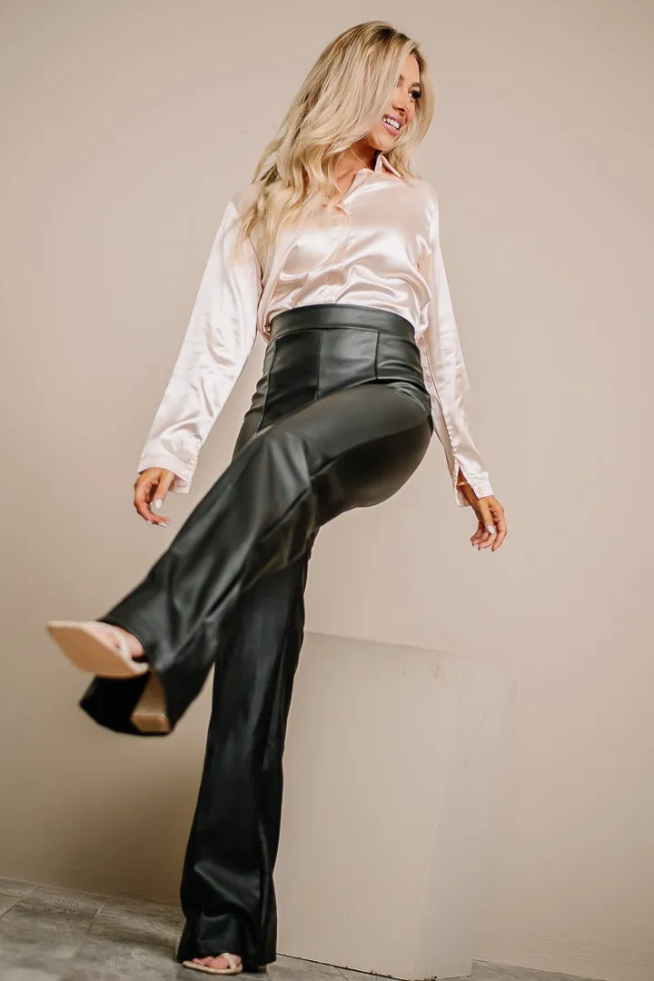 Slay Queen Faux Leather Wide Leg Pants