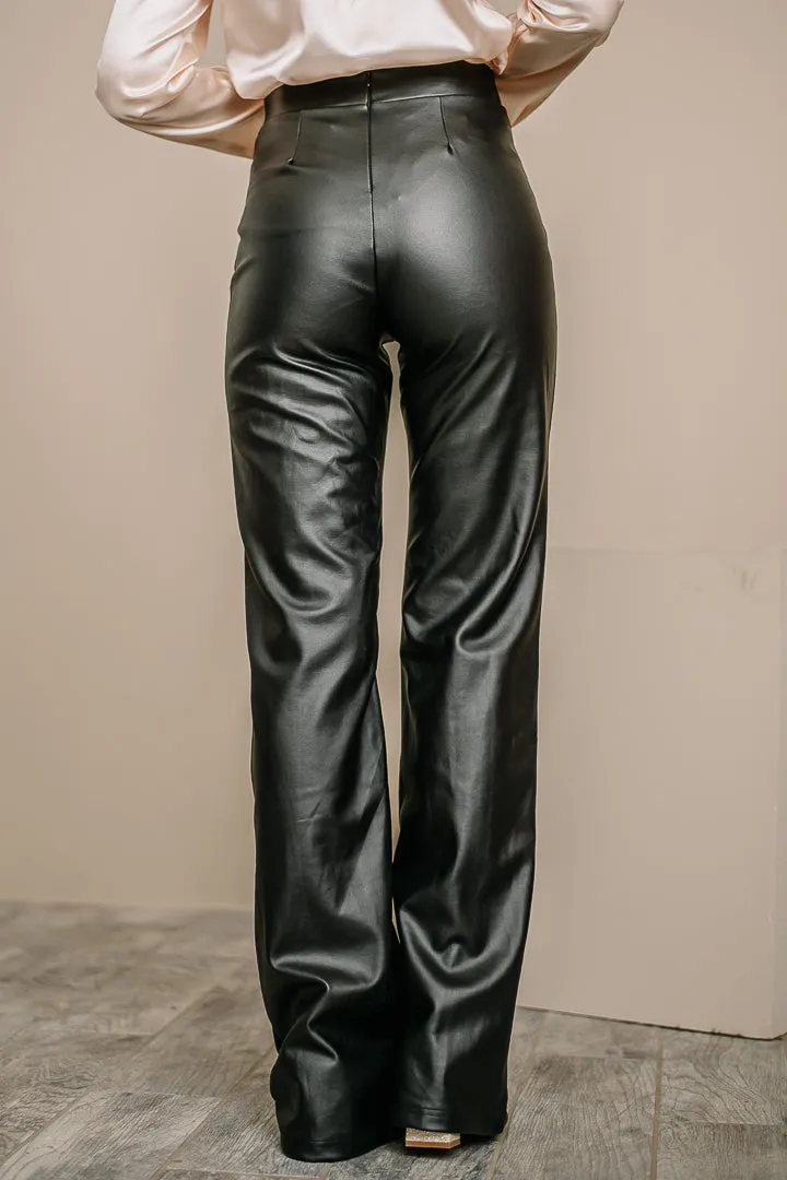 Slay Queen Faux Leather Wide Leg Pants