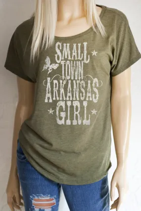 Small Town "Your State Here" Girl Scoop Neck Dolman Sleeve Top - ALL 50 STATES AVAILABLE