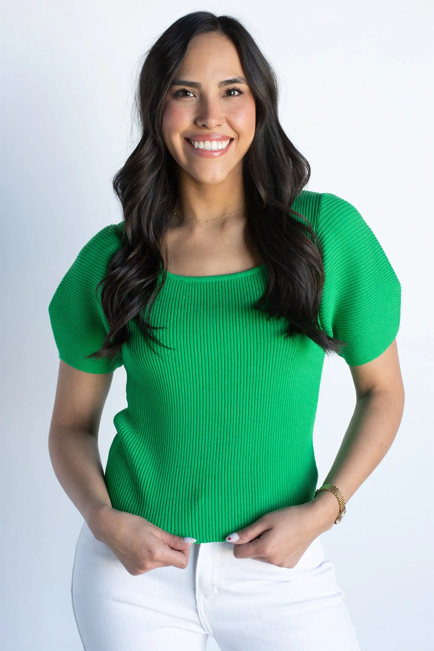 Stylish Perception Kelly Green Knit Top