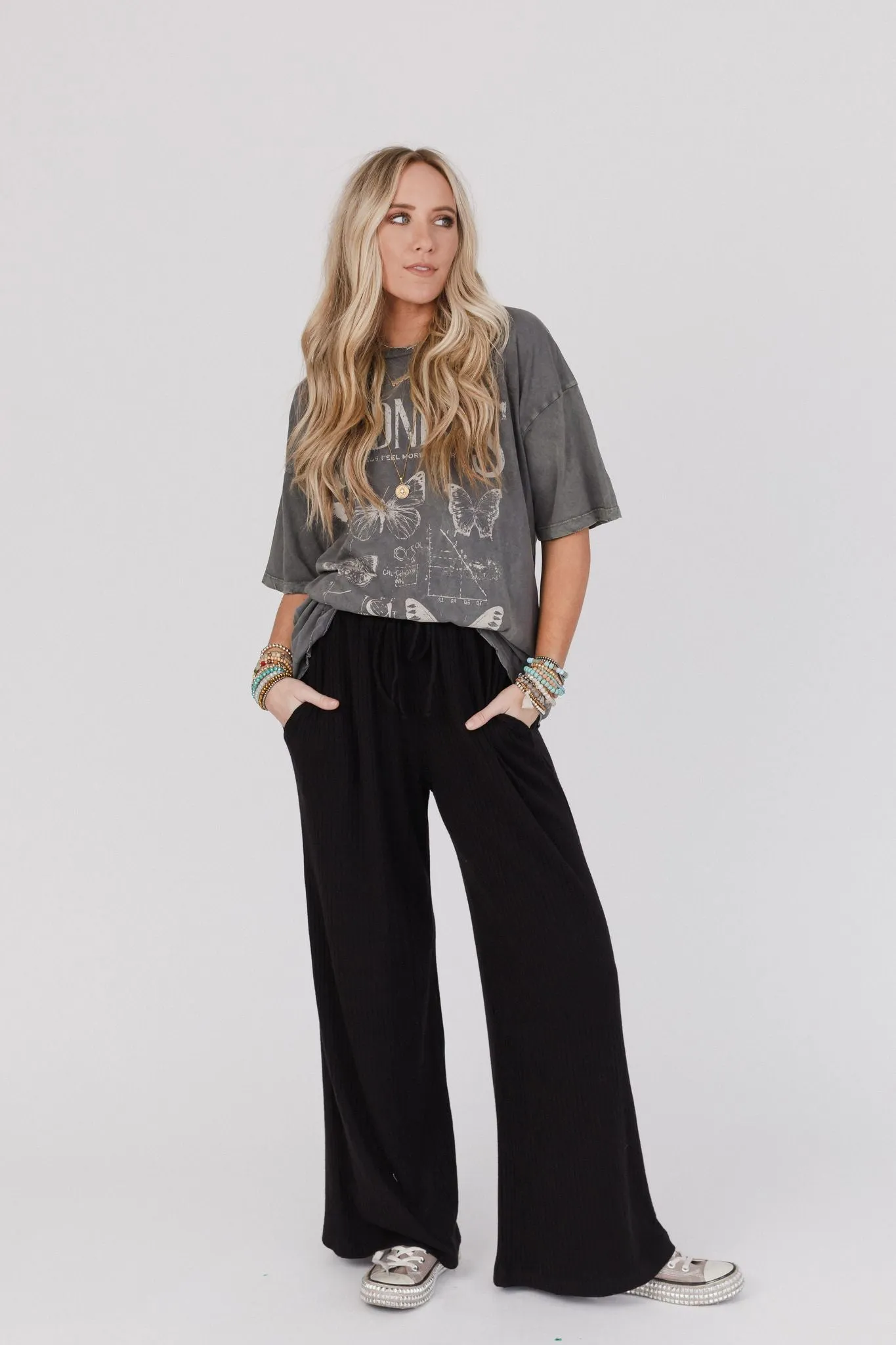 Sweet Retreat Drawstring Pants - Black