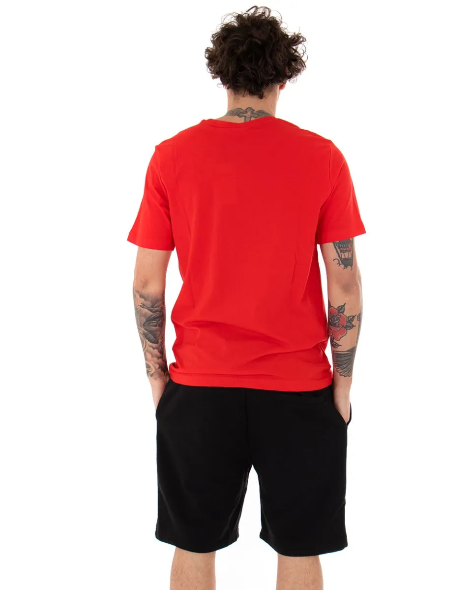 T-shirt Uomo Fila Logo Piccolo Unwind Rosso Cotone Casual Maniche Corte GIOSAL