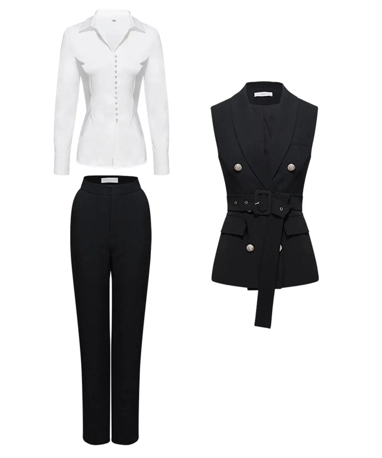 Three Piece Pantsuit Business Pant Suit