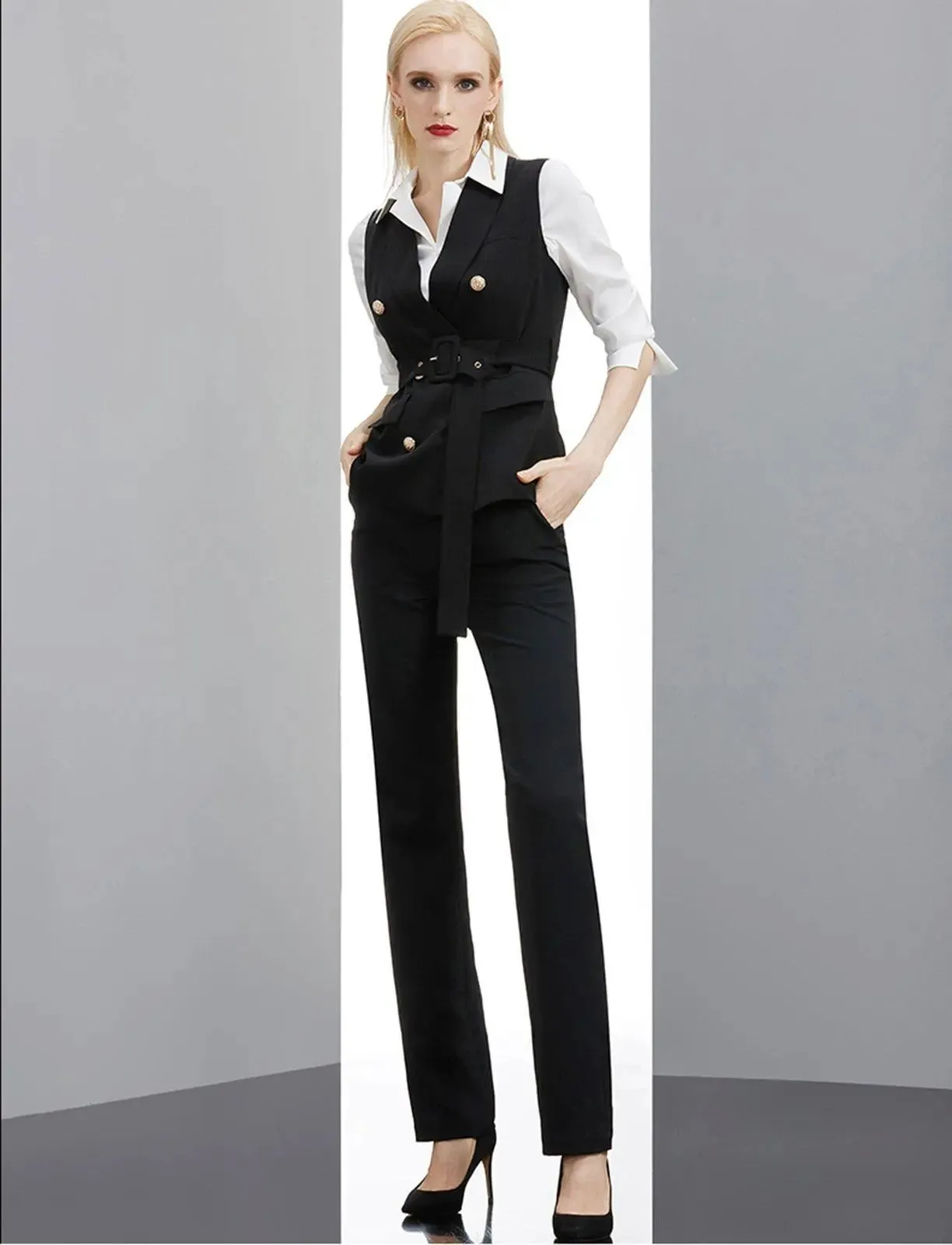 Three Piece Pantsuit Business Pant Suit