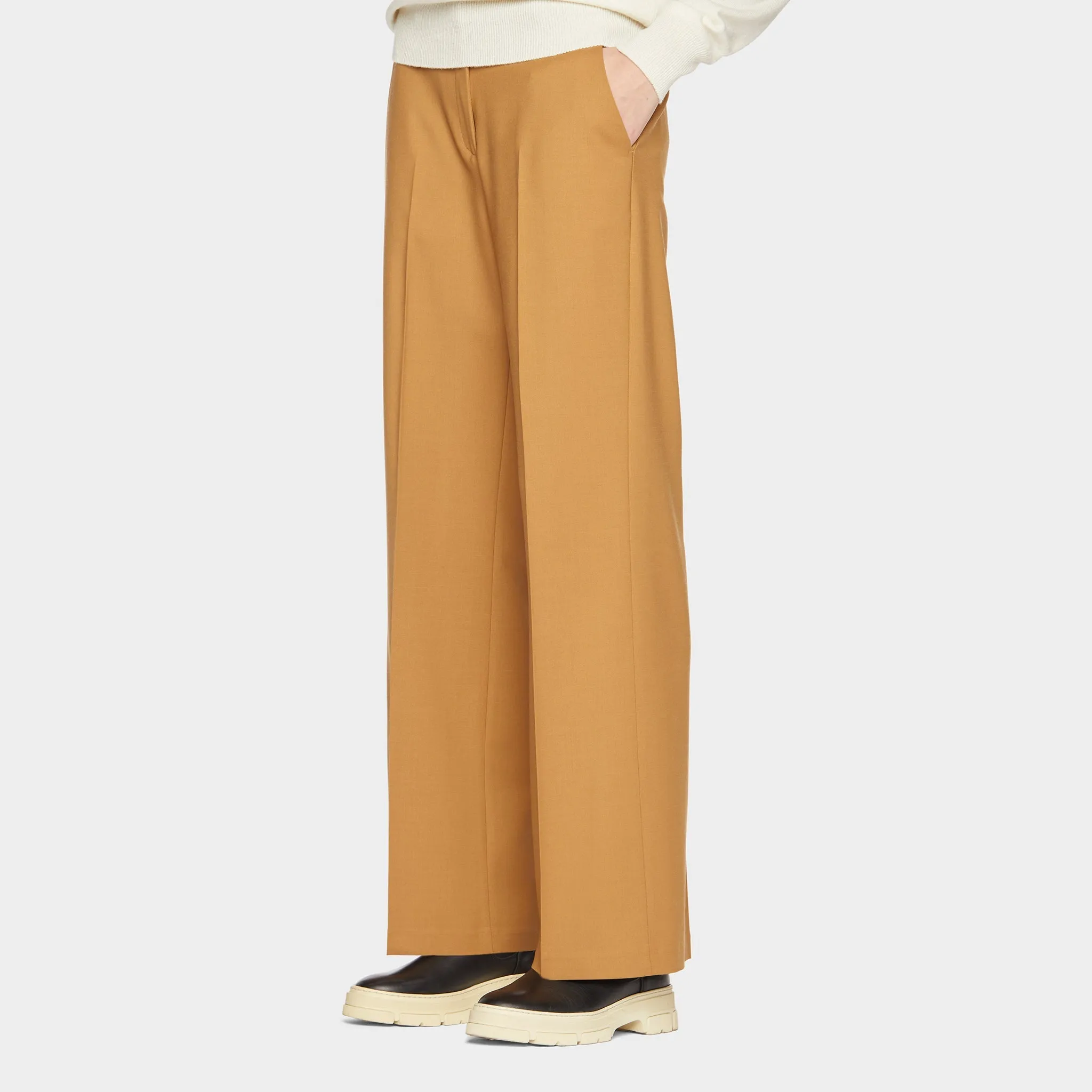 Wide Leg Wool Tech Trouser