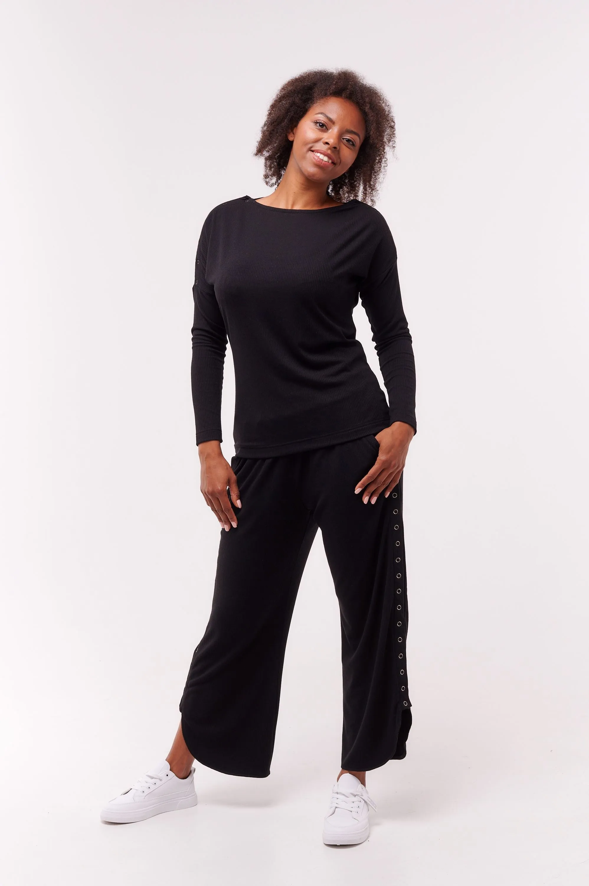 Women's Long Sleeve Top with Side Snap Closures