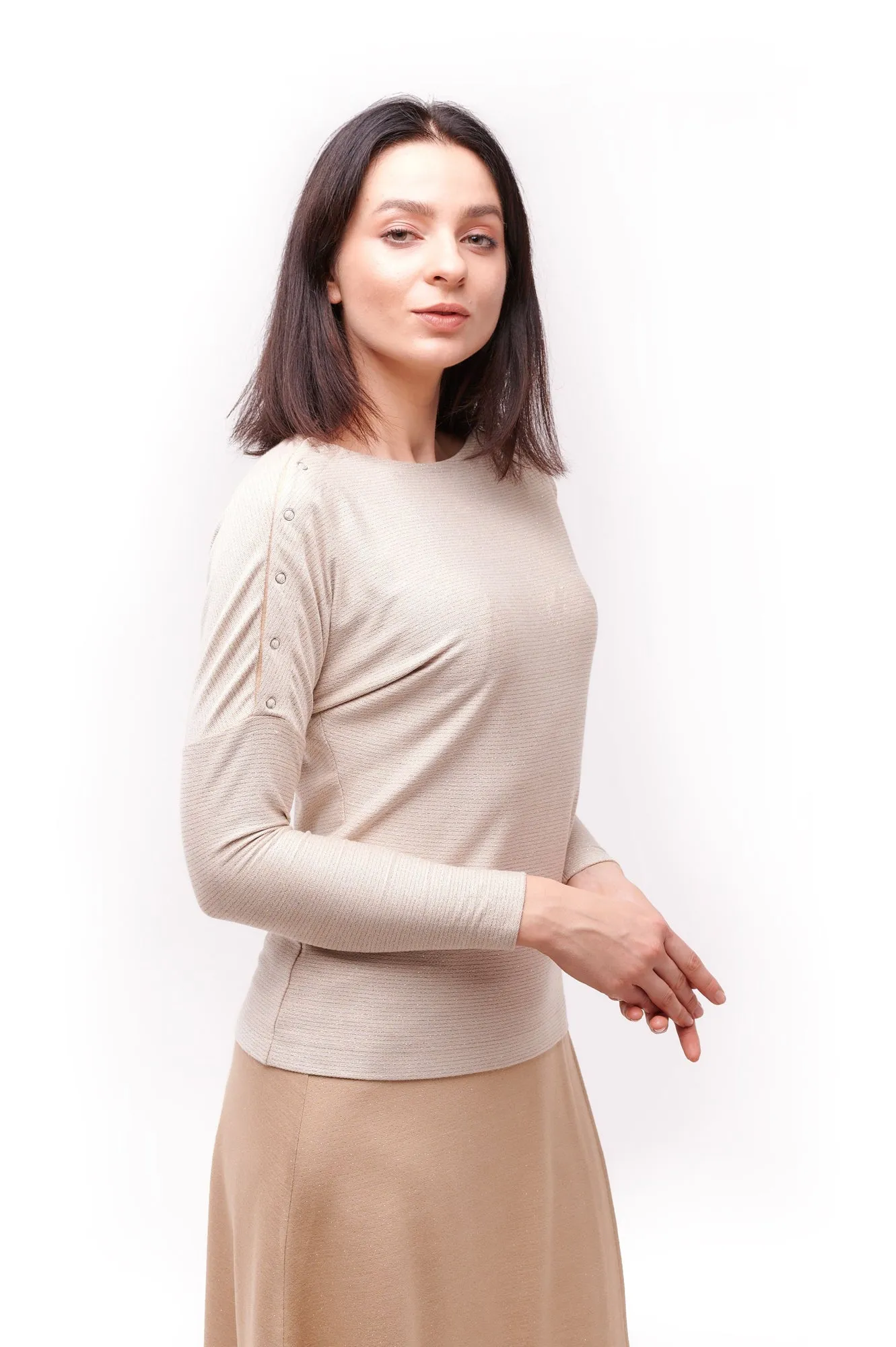 Women's Long Sleeve Top with Side Snap Closures