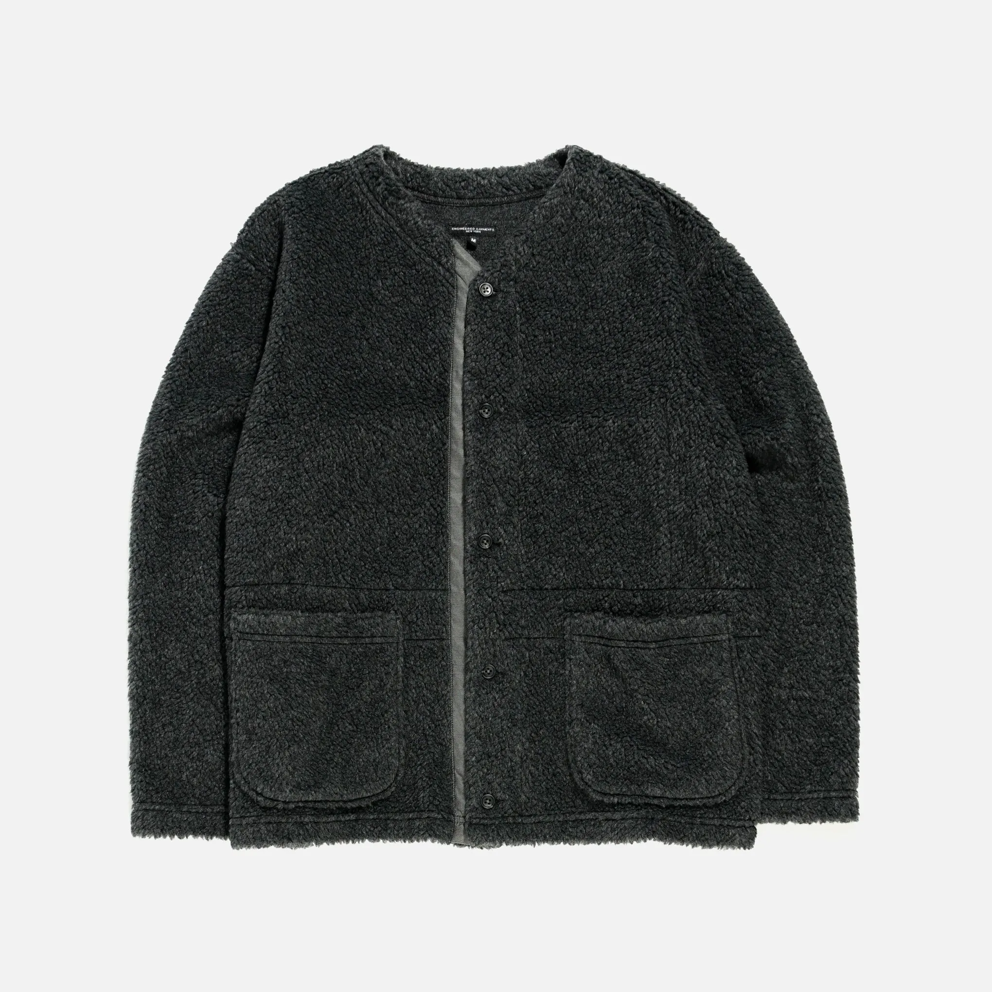 Wool Poly Shaggy Knit Cardigan - Charcoal