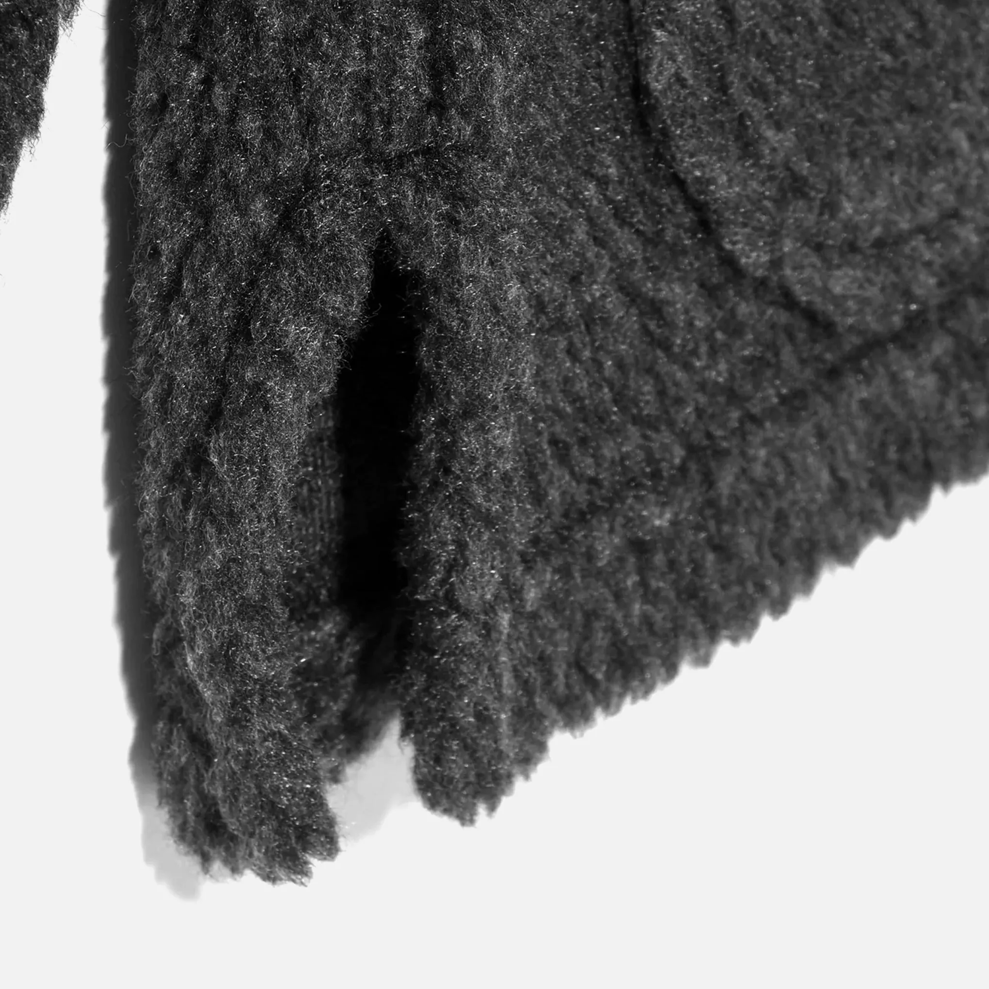 Wool Poly Shaggy Knit Cardigan - Charcoal