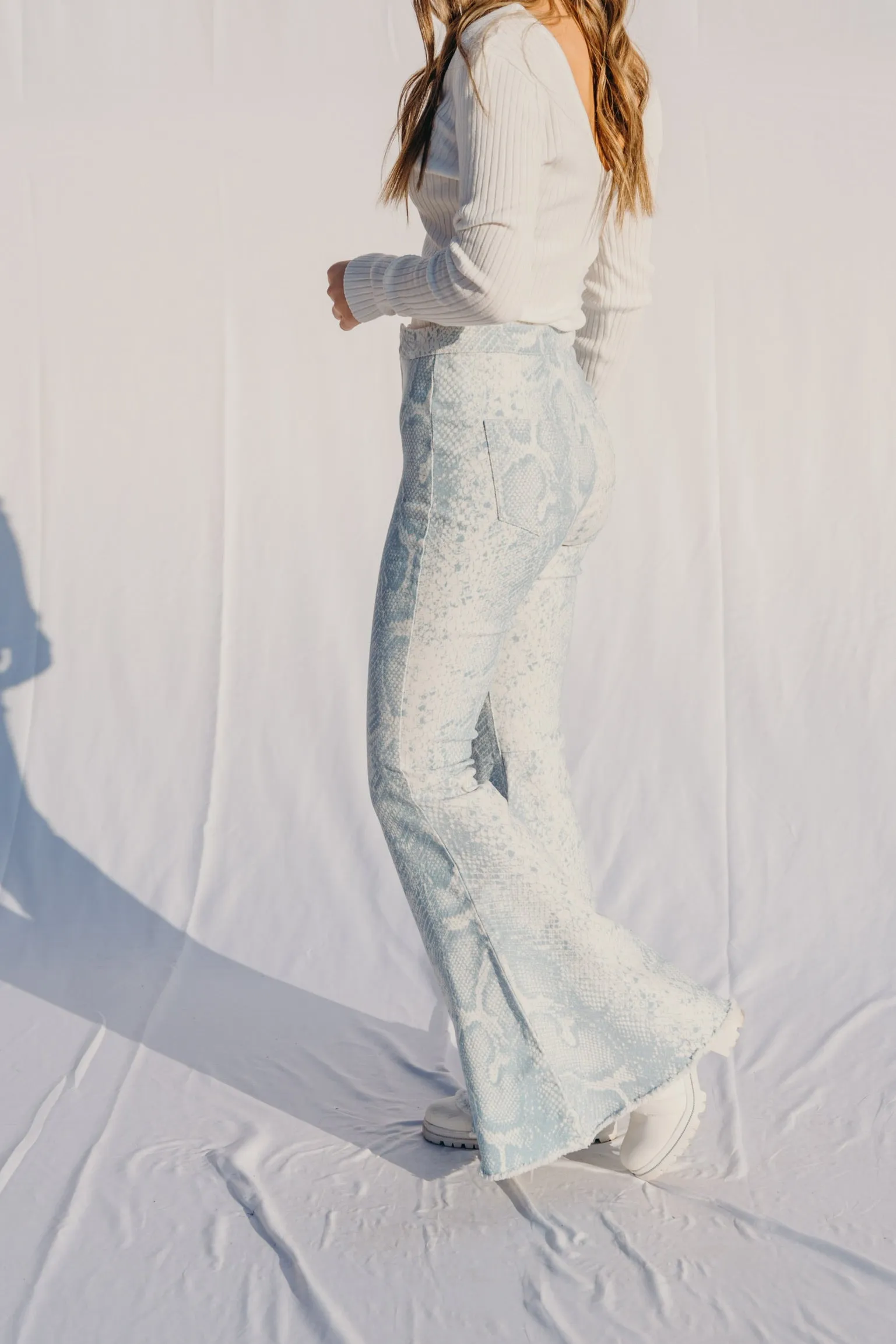 Zane Snake Print Flares