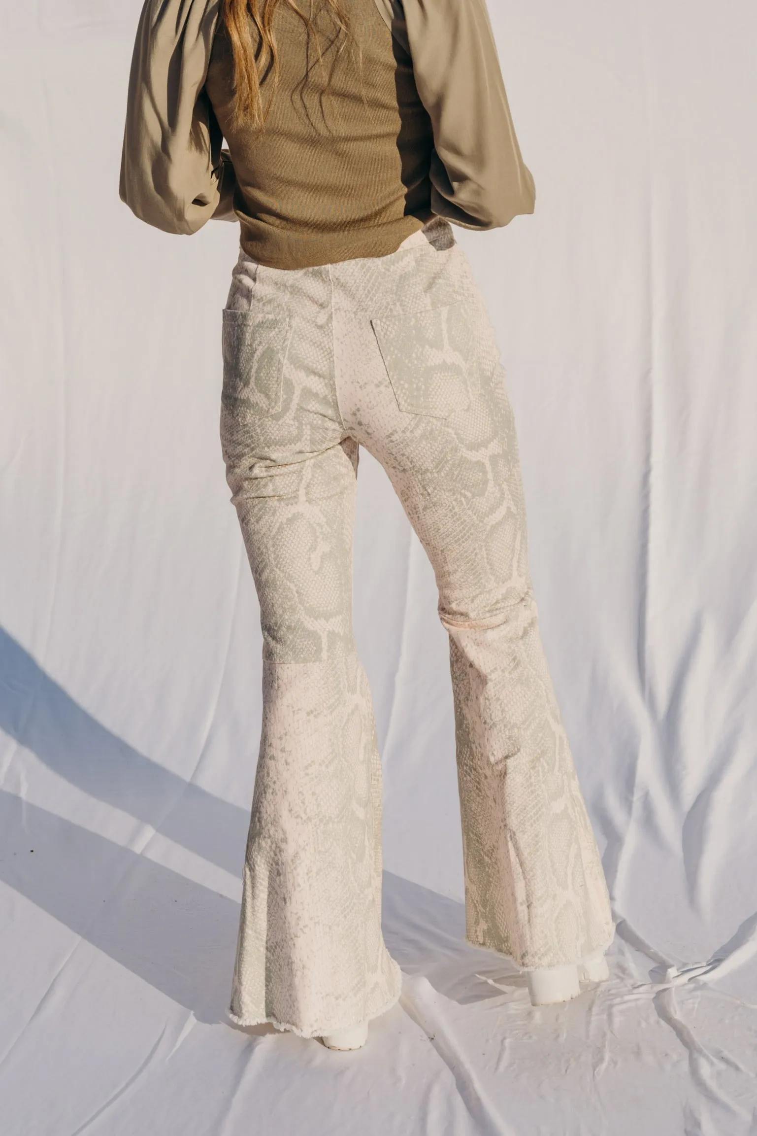 Zane Snake Print Flares