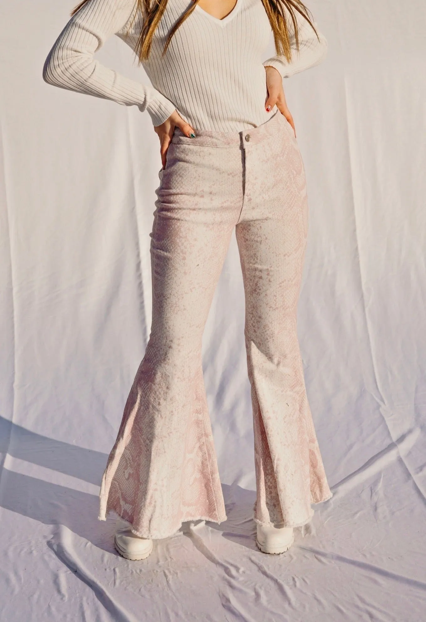 Zane Snake Print Flares